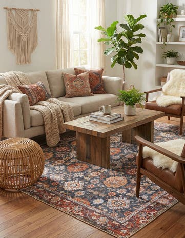 Navy Blue Washable Timeless Rug