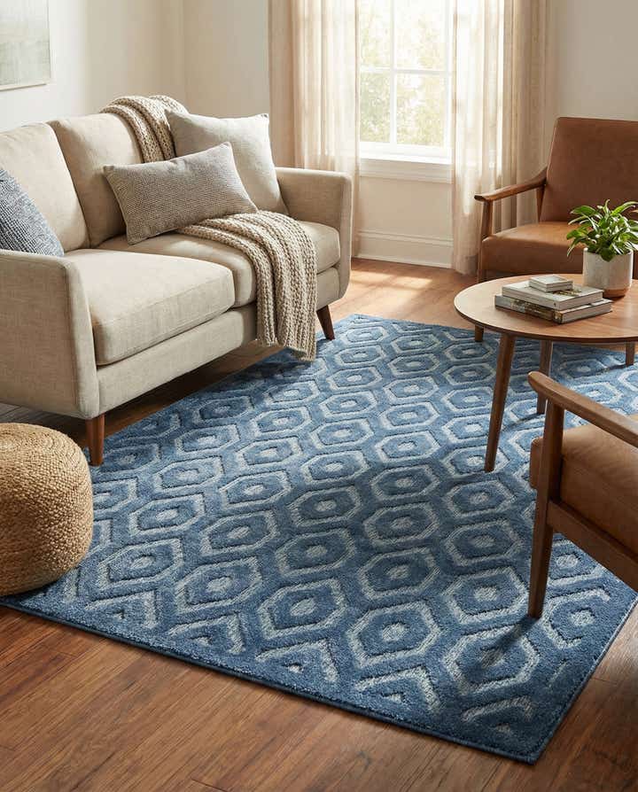 6' x 9' Easy-Clean Trellis Textured Indoor / Outdoor Rug