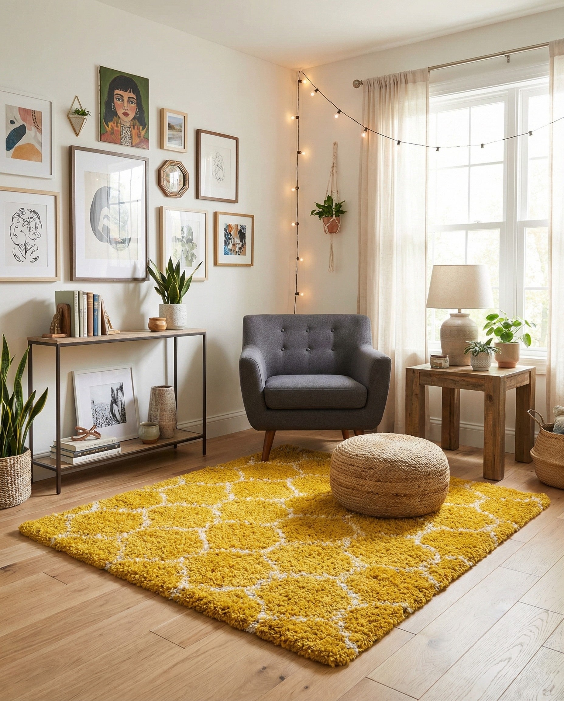  3' 3 x 3' 3 Lattice Shag Square Rug