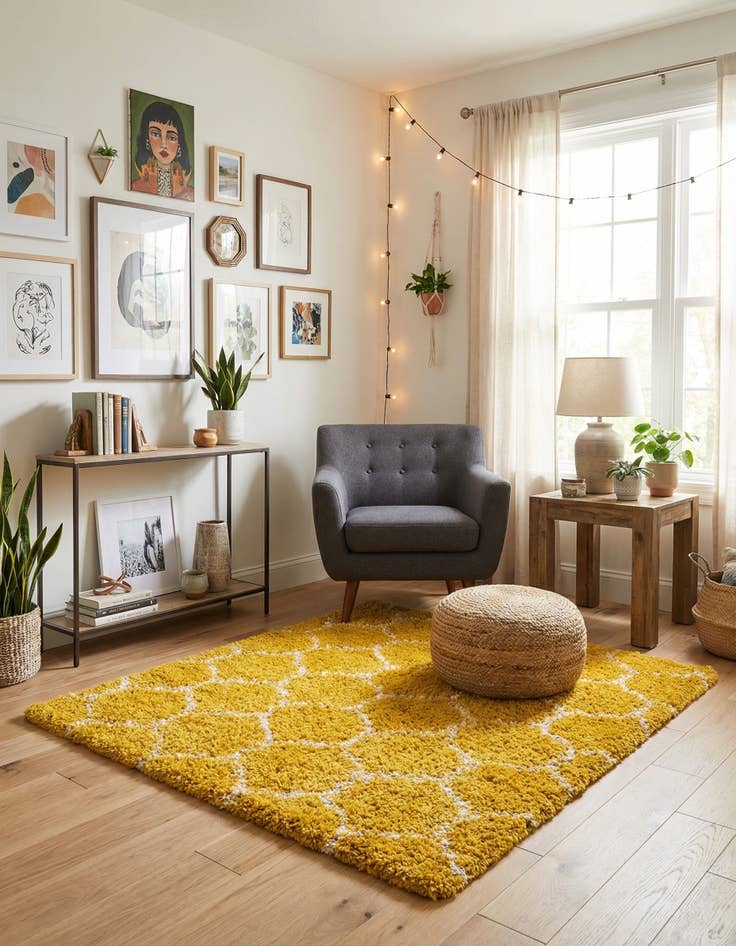 Detail image of  3' 3 x 3' 3 Lattice Shag Square Rug