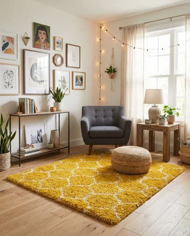  3' 3 x 3' 3 Lattice Shag Square Rug