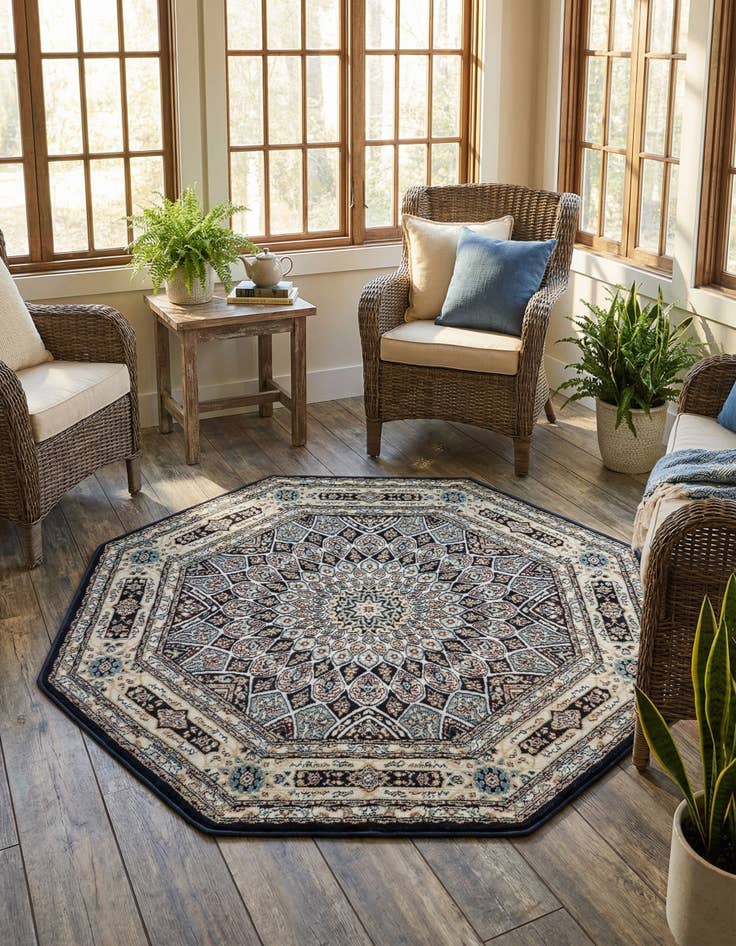 Detail image of  4' x 4' Nain Design Octagon Rug