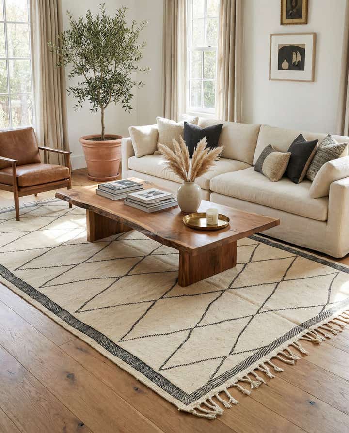 6' 3 x 10' 2 Hand Knotted Moroccan Wool Rug