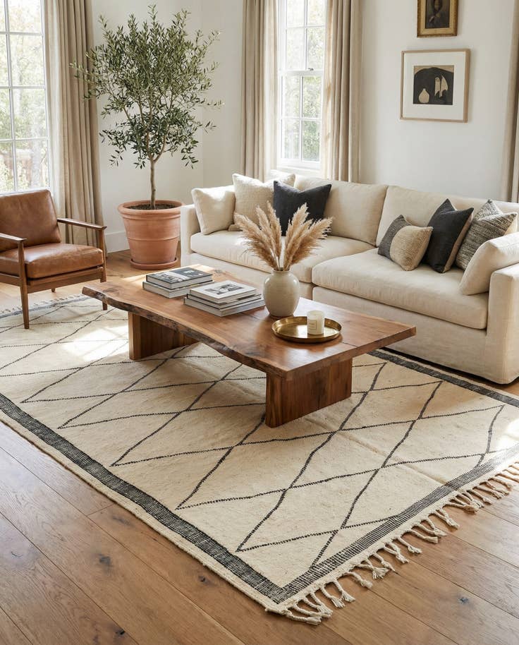 Detail image of 6' 3 x 10' 2 Hand Knotted Moroccan Wool Rug