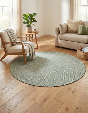 6' 1 x 6' 1 Hand Woven Geo Trellis Flatweave Round Rug