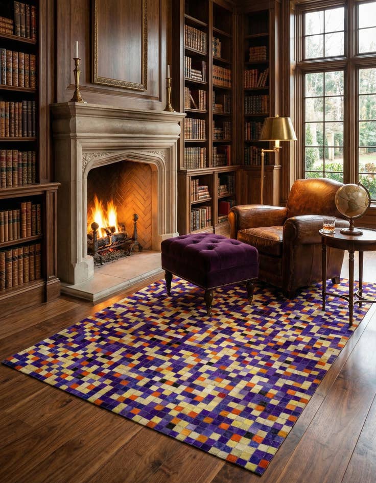 Detail image of 5' 2 x 8' Cowhide - Patchwork Rug