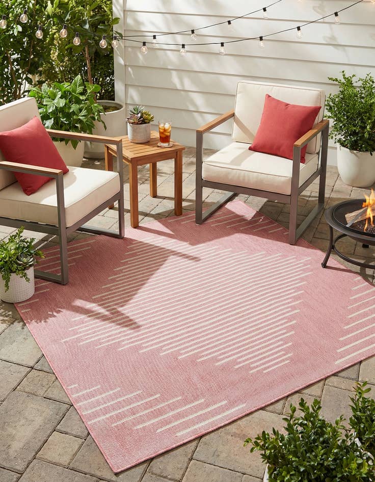 Detail image of  5' 3 x 5' 3  Washable Modern Indoor / Outdoor Square Rug