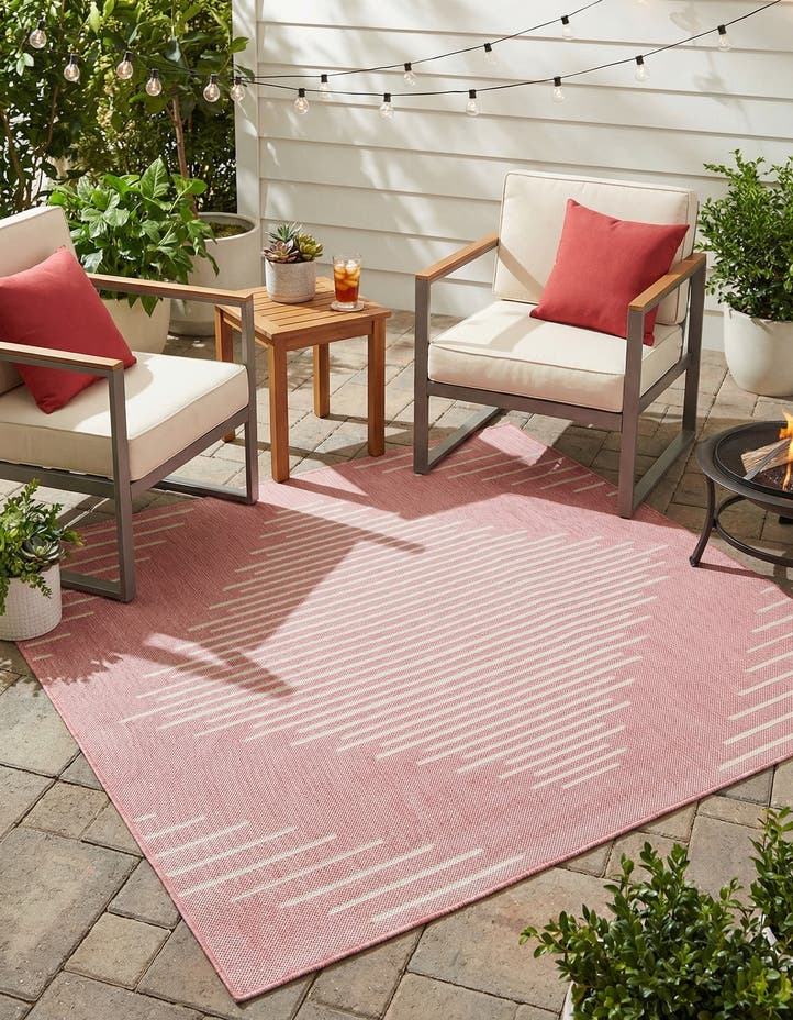5' 3 x 5' 3 Easy-Clean Modern Indoor / Outdoor...