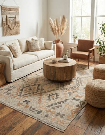 5' x 6' 10 Hand Woven Kilim Maymana Wool Rug