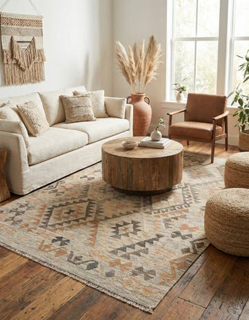 5' x 6' 10 Hand Woven Kilim Maymana Wool Rug