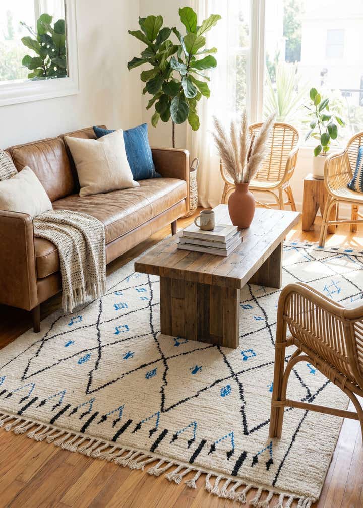 6' x 9' 3 Hand Knotted Moroccan Wool Rug