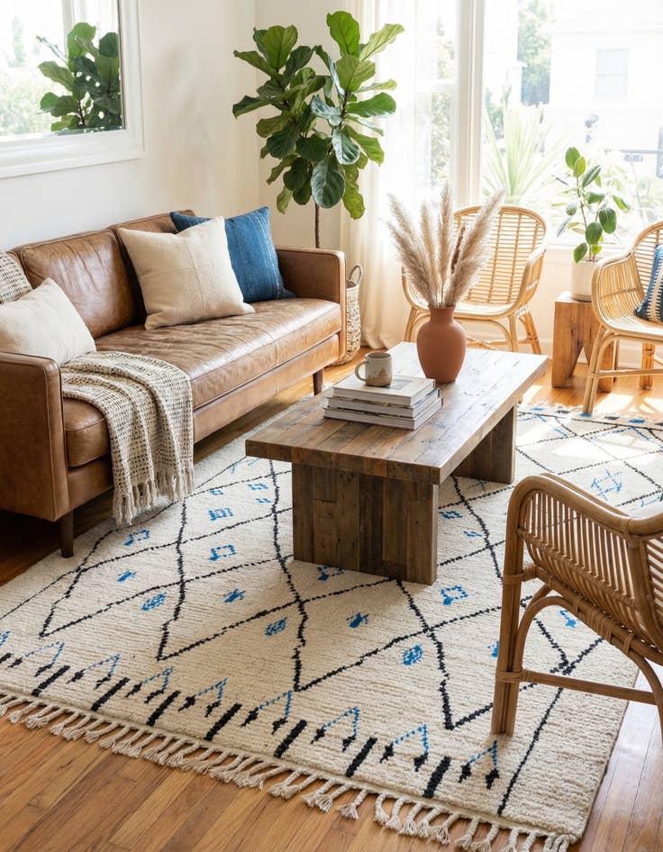 Detail image of 6' x 9' 3 Hand Knotted Moroccan Wool Rug