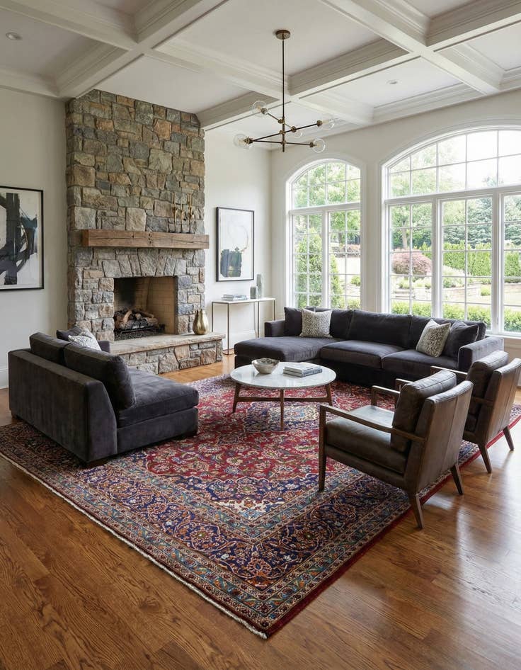 Detail image of 9' 9 x 13' 5  Hand Knotted Kashan Persian Wool Rug