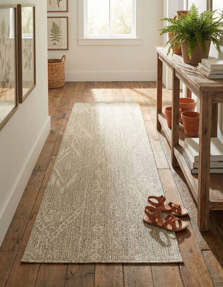 Detail image of  2' x 4'  Washable Bohemian Indoor / Outdoor Runner Rug