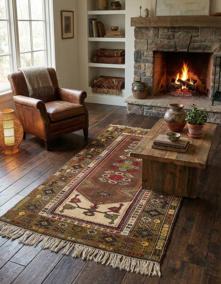 Detail image of 4' 3 x 7'  Hand Knotted Anatolian Oriental Wool Rug