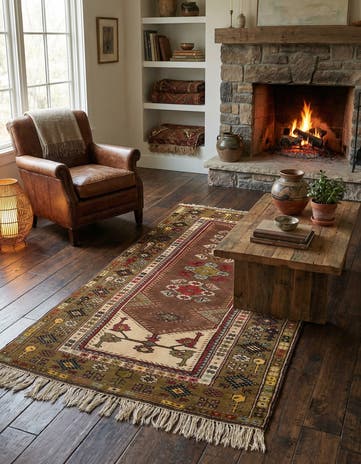 4' 3 x 7' Hand Knotted Anatolian Oriental Wool Rug