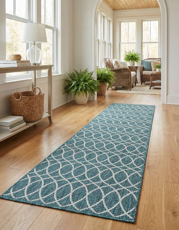 Detail image of 3' x 10' Easy-Clean Trellis Indoor / Outdoor Runner Rug