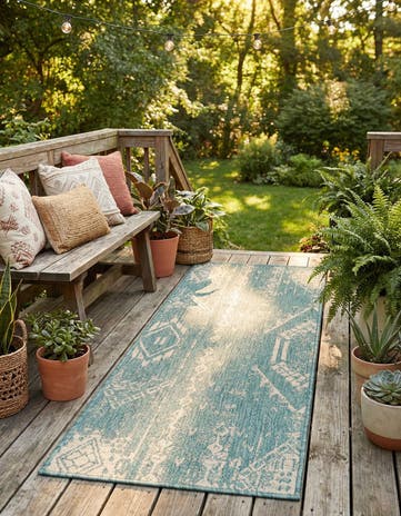 2' x 5' 3 Easy-Clean Bohemian Indoor / Outdoor Runner Rug