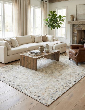 5' x 8' Cowhide Leather Rug
