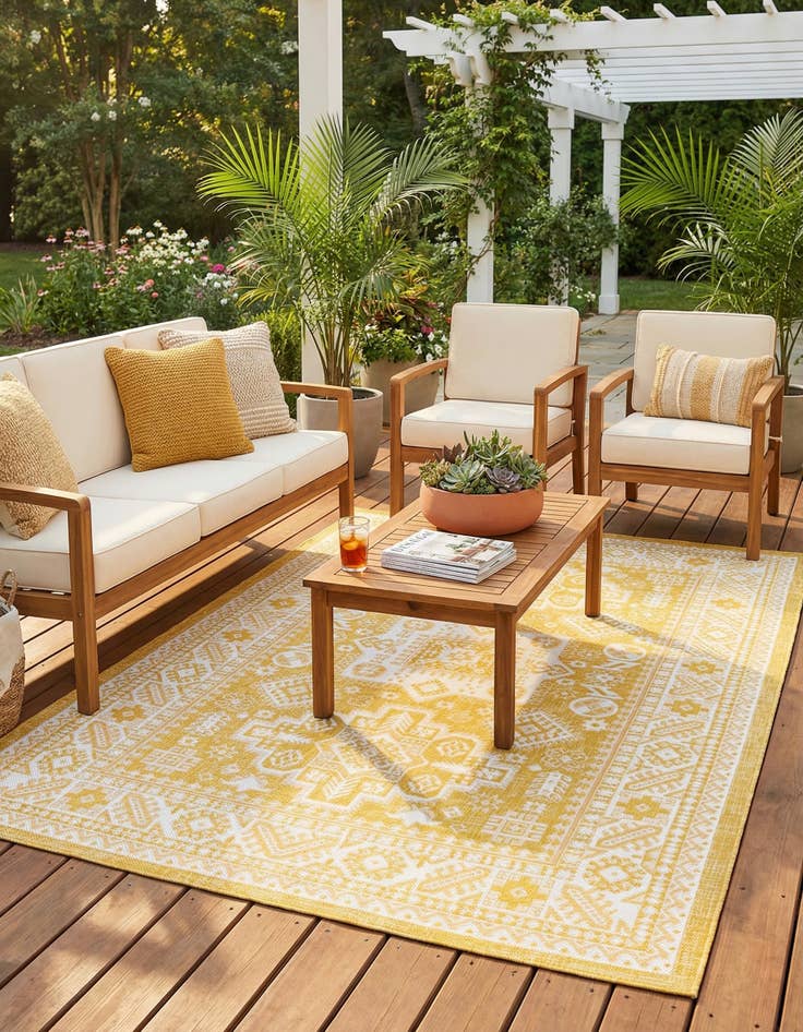 Detail image of 6' x 9'  Washable Aztec Indoor / Outdoor Rug