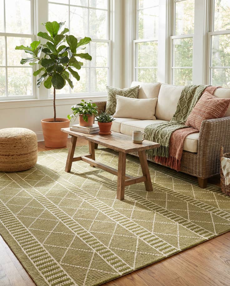 Detail image of 10' x 12' Easy-Clean Trellis Indoor / Outdoor Rug