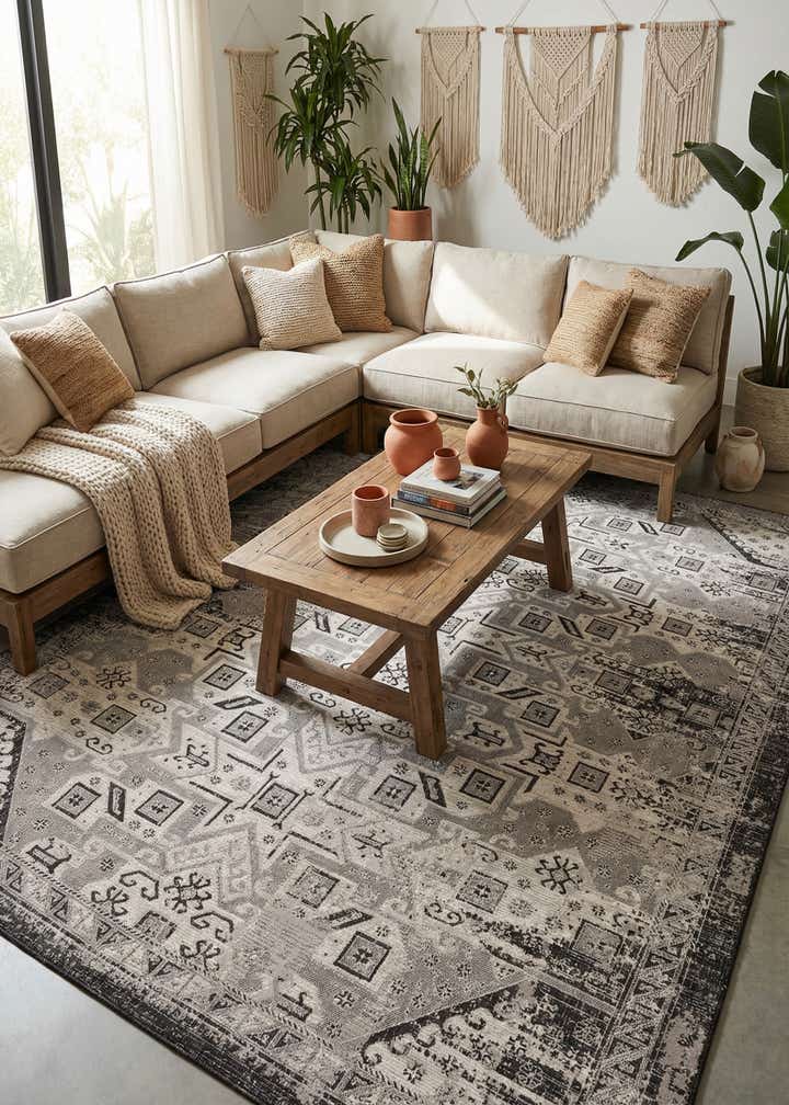 10' x 14' Easy-Clean Aztec Indoor / Outdoor Rug