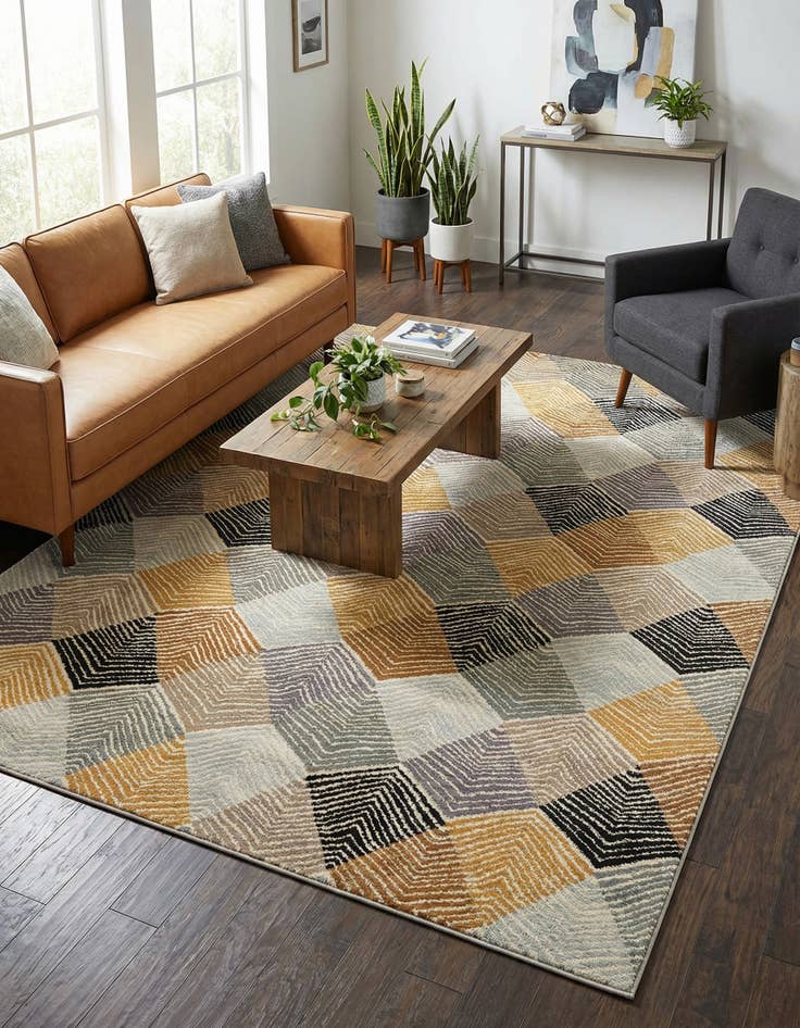 Detail image of 7' 10 x 10'  Washable Modern Indoor / Outdoor Rug