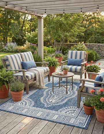5' 3 x 7' Easy-Clean Traditional Indoor / Outdoor Rug