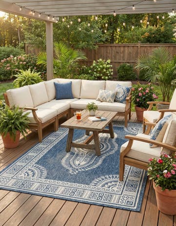 5' 3 x 8' Easy-Clean Traditional Indoor / Outdoor Rug