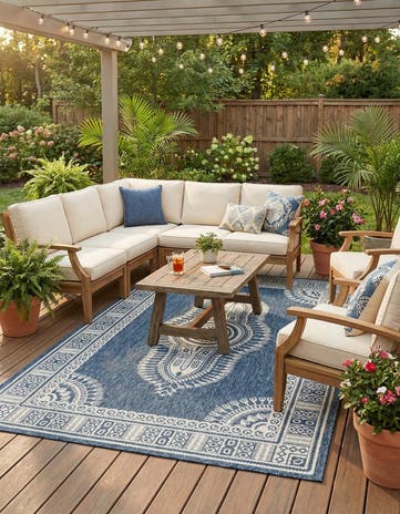 5' 3 x 8' Easy-Clean Traditional Indoor / Outdoor Rug
