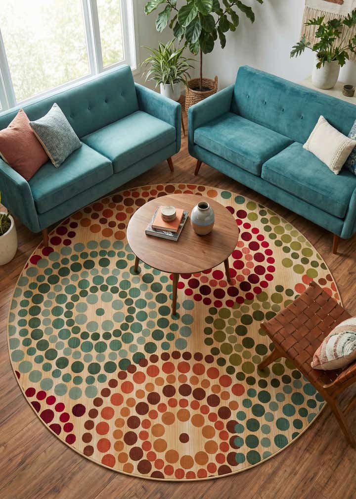 8' x 8' Easy-Clean Modern Indoor / Outdoor Round Rug
