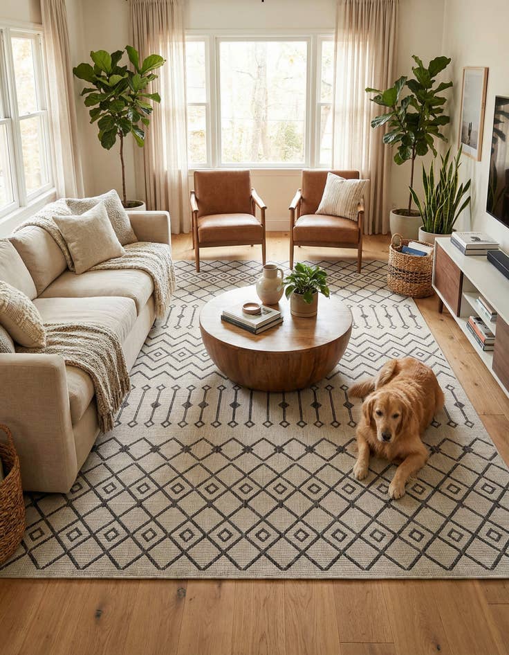 Detail image of 10' x 14'  Washable Trellis Indoor / Outdoor Rug