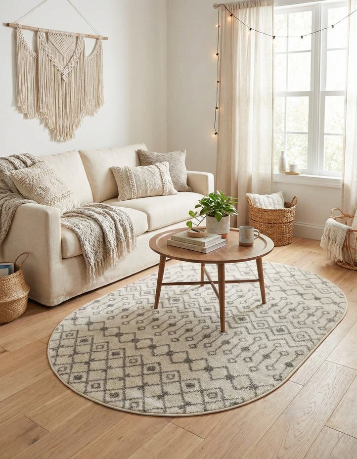4' x 6' Moroccan Trellis Oval Rug