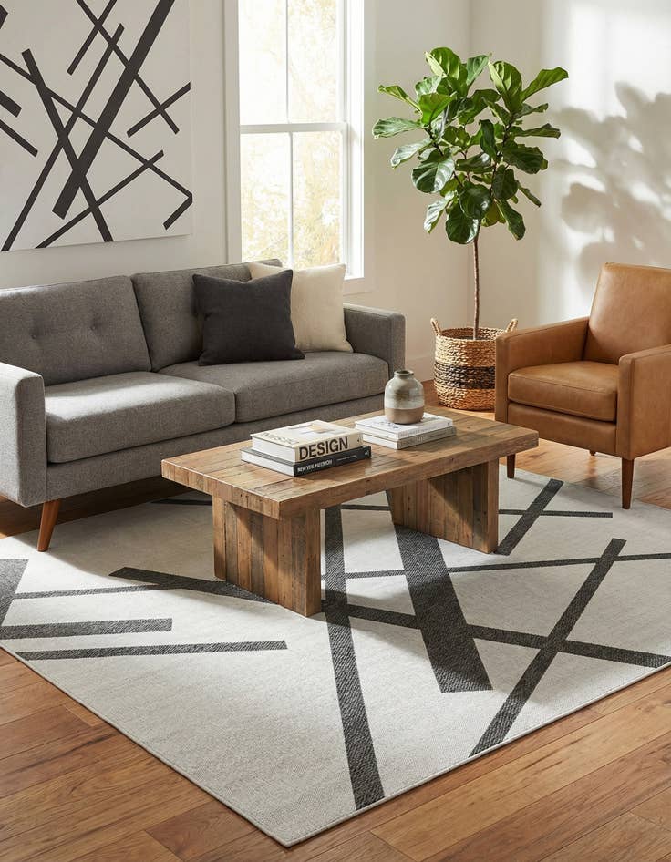 Detail image of  10' x 10'  Washable Modern Indoor / Outdoor Square Rug