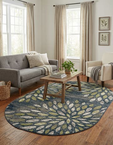 Navy Blue Charleston Oval Rug