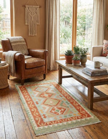 3' 2 x 5' Hand Woven Kilim Waziri Wool Rug