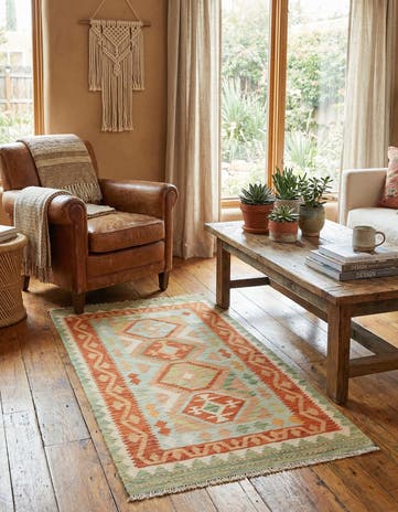 3' 2 x 5' Hand Woven Kilim Waziri Wool Rug