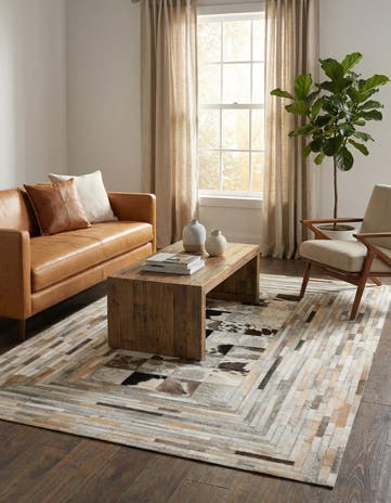 5' 1 x 8' Cowhide Leather Rug