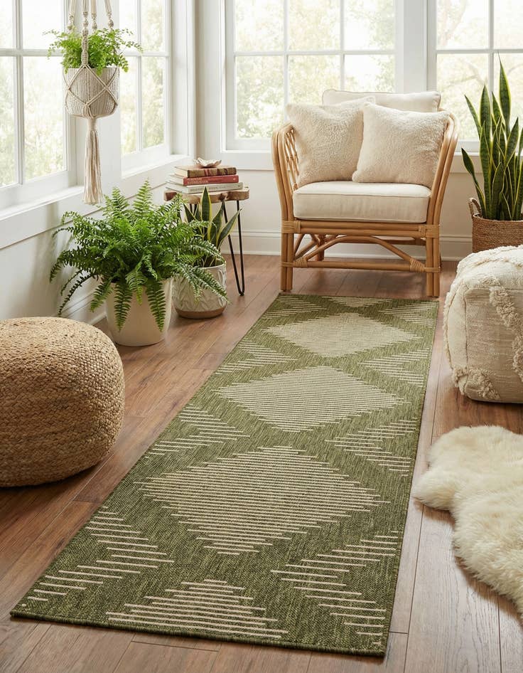 Detail image of 2' x 8'  Washable Modern Indoor / Outdoor Runner Rug