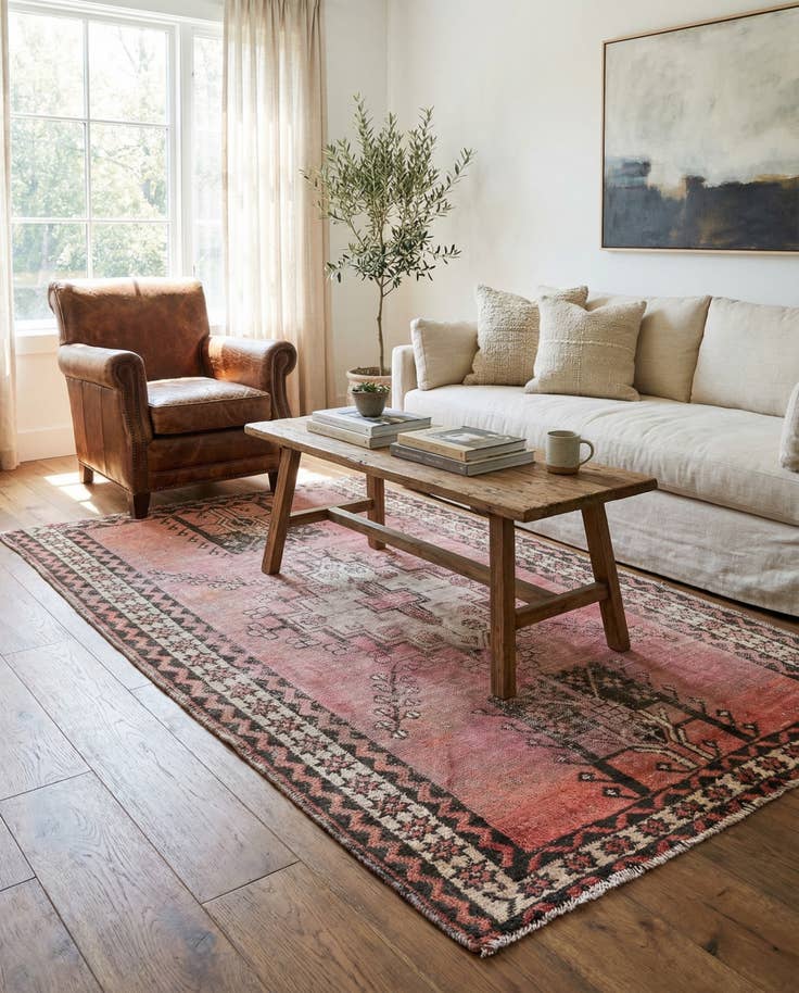 Detail image of 4' 1 x 6' 7 Hand Knotted Ultra Vintage Persian Wool Rug