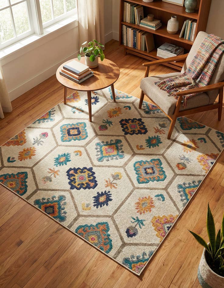 Detail image of 5' 3 x 5' 3  Washable Aruba Indoor / Outdoor Square Rug