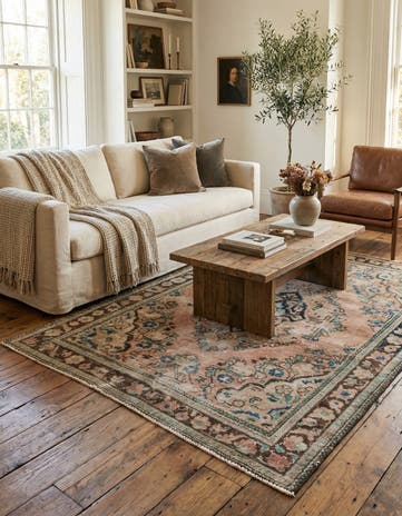 4' 4 x 6' 6 Hand Knotted Ultra Vintage Persian Wool Rug