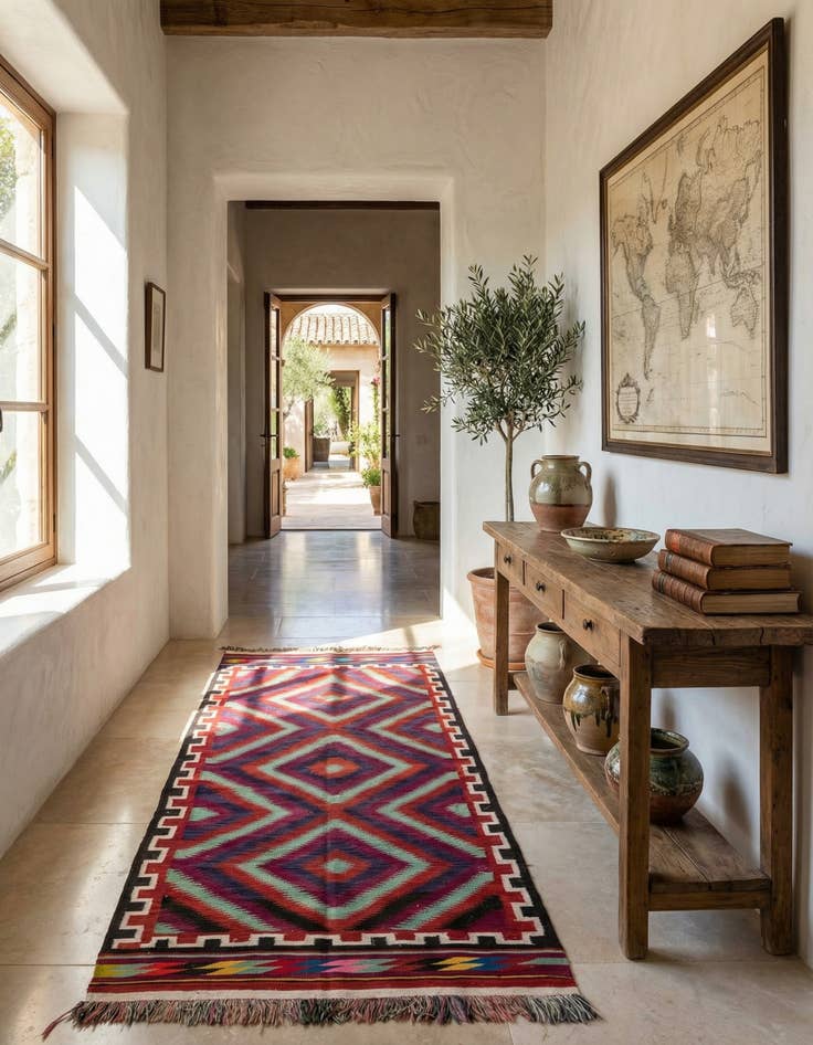 Detail image of 4' 7 x 10' 2  Hand Woven Kilim Fars Wool Runner Rug