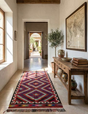 4' 7 x 10' 2 Hand Woven Kilim Fars Wool Runner Rug