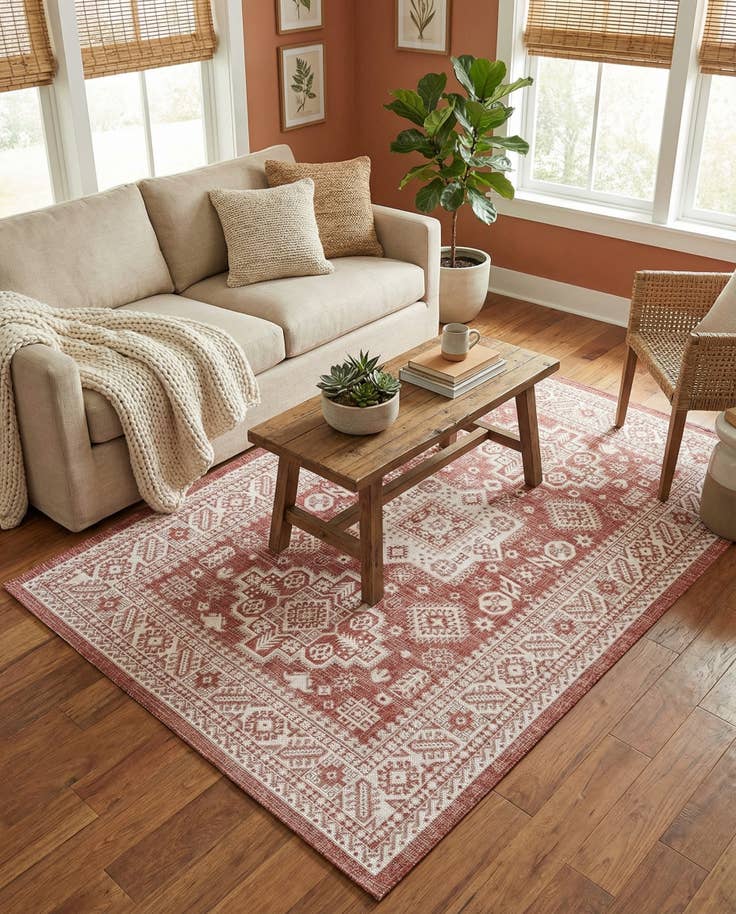Detail image of 5' 3 x 8' Easy-Clean Aztec Indoor / Outdoor Rug