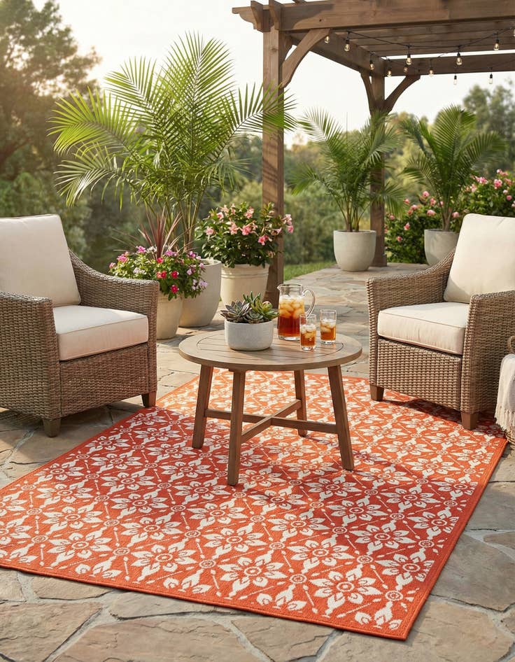 Detail image of  6' x 9'  Washable Lattice Indoor / Outdoor Rug