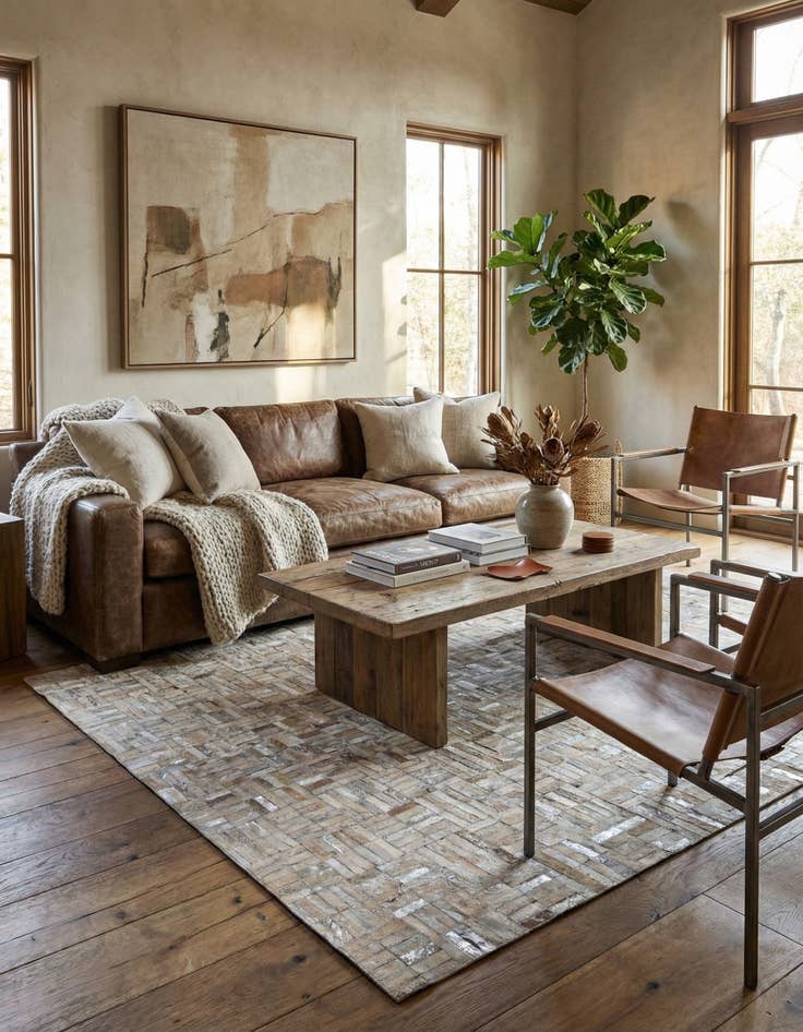 Detail image of 4' 11 x 7' 9 Cowhide - Patchwork Rug