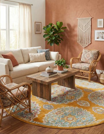 Orange Paragon Round Rug