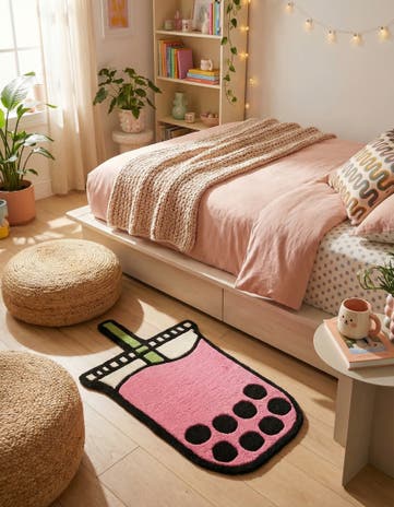 1' 7 x 3' 1 Happy Rugs Boba Tea Wool Freeform