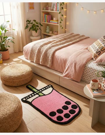 1' 7 x 3' 1 Happy Rugs Boba Tea Wool Freeform